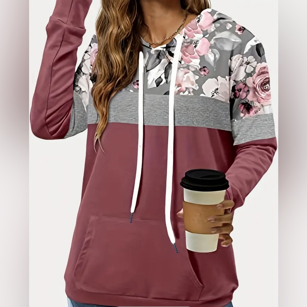 Floral Hoodie Plus Size‎